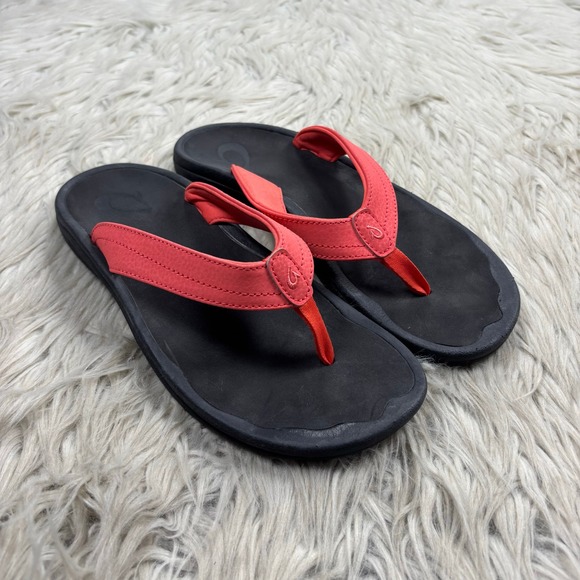 OluKai Shoes - OluKai Women's 8 Hot Coral Red Ohana Flip Flop Sandals Resort Vacation Classic